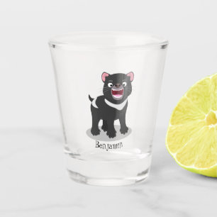 Verre A Shot Illustration d'un diable de Tasmanie affamé
