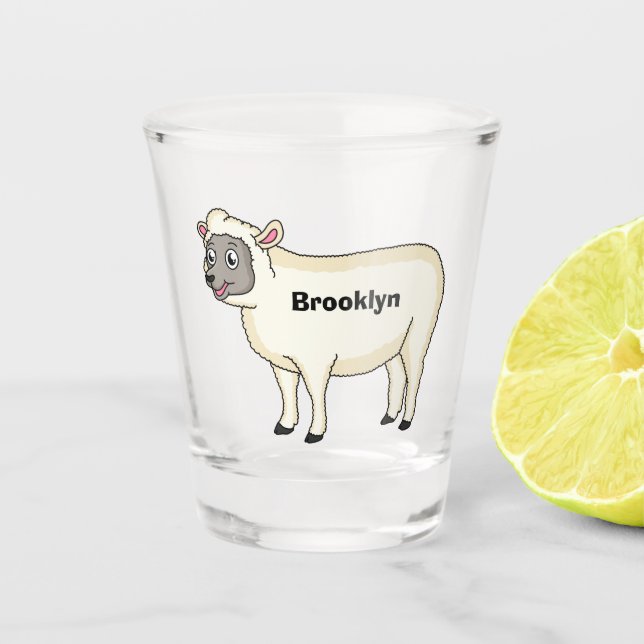 Verre A Shot Illustration d'un mouton joyeux (Devant)
