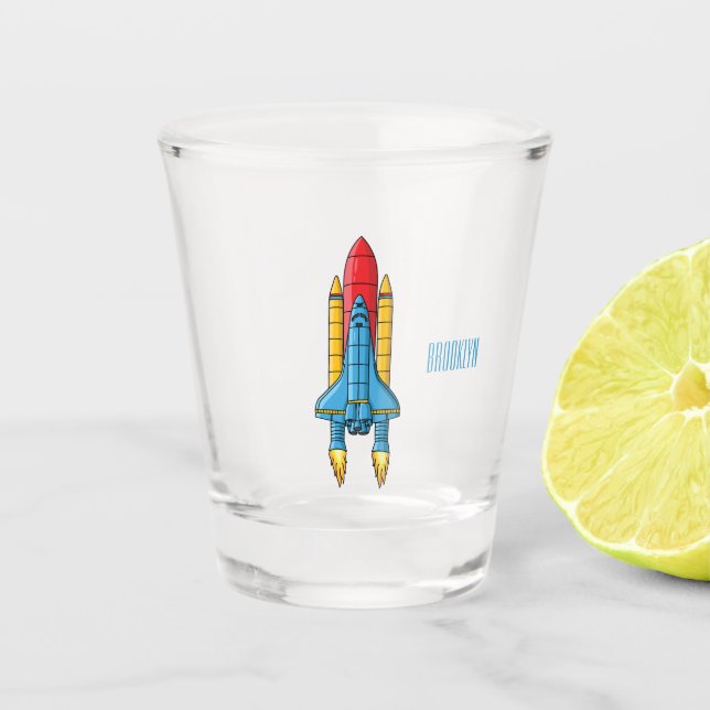 Verre A Shot Illustration d'un vaisseau de fusées (Devant)