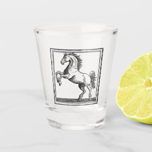Verre A Shot Illustration Equestrian Elegant Cheval Vintage