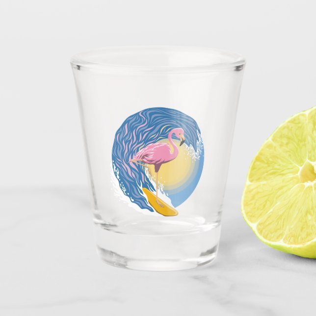 Verre A Shot Illustration graphique du Flamant rose de navigati (Devant)
