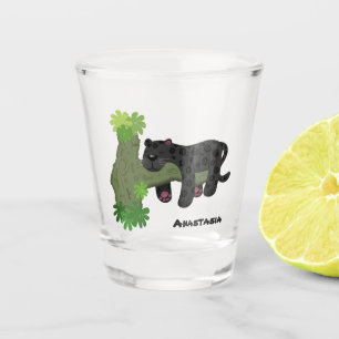 Verre A Shot Image de dessin animé de chat en panthère noire ja