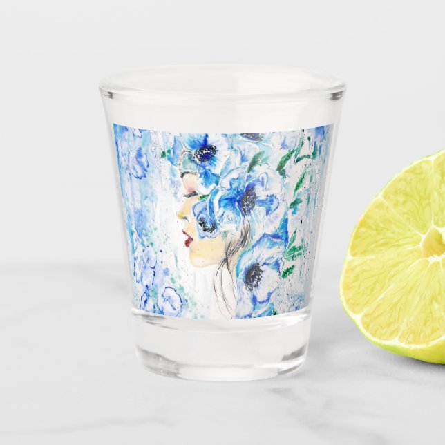 Verre A Shot Imaginaire bleu - Aquarelle (Devant)