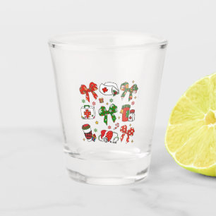 Verre A Shot Infirmière à noeud coquet Noël Soins infirmiers Jo