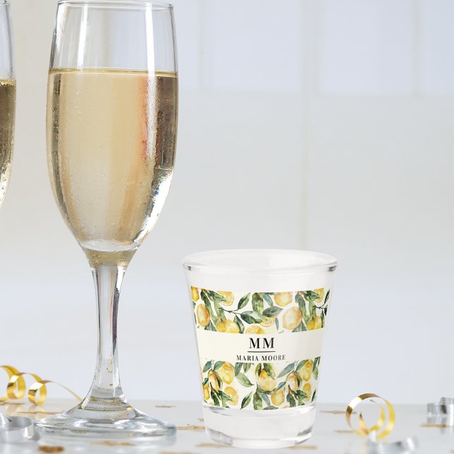 Verre A Shot Initiales de monogramme citrons nom (Créateur téléchargé)