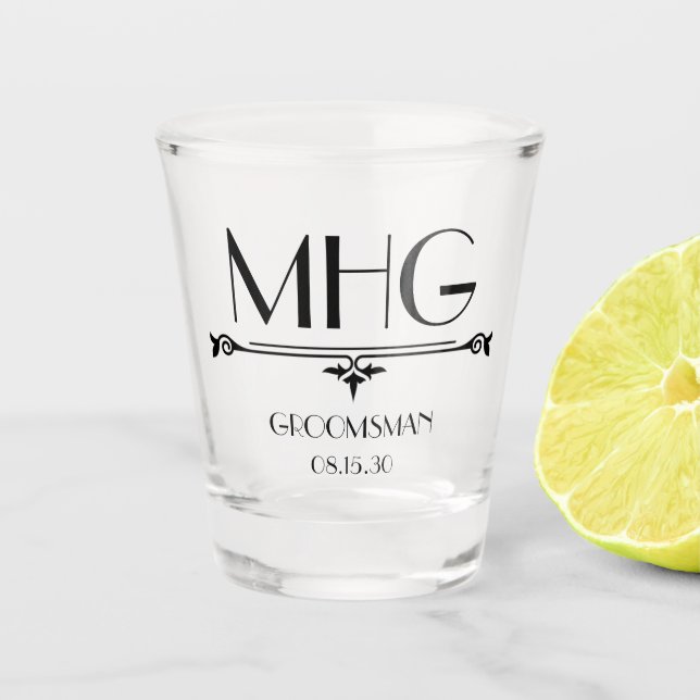 Verre A Shot Initiales du garçon d'honneur (Devant)