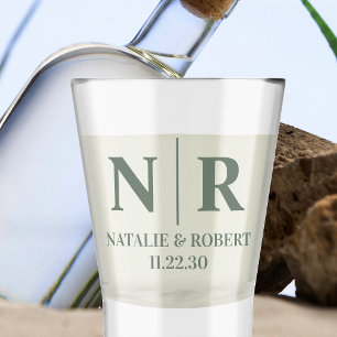 Verre A Shot Initiales mariage Monogramme Et Groom