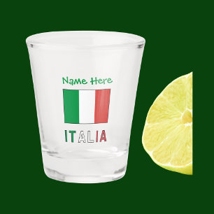 Verre A Shot Italia et Drapeau Italien avec Votre Nom