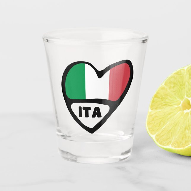 Verre A Shot Italie Code Pays Coeur Drapeau, ITA (Devant)