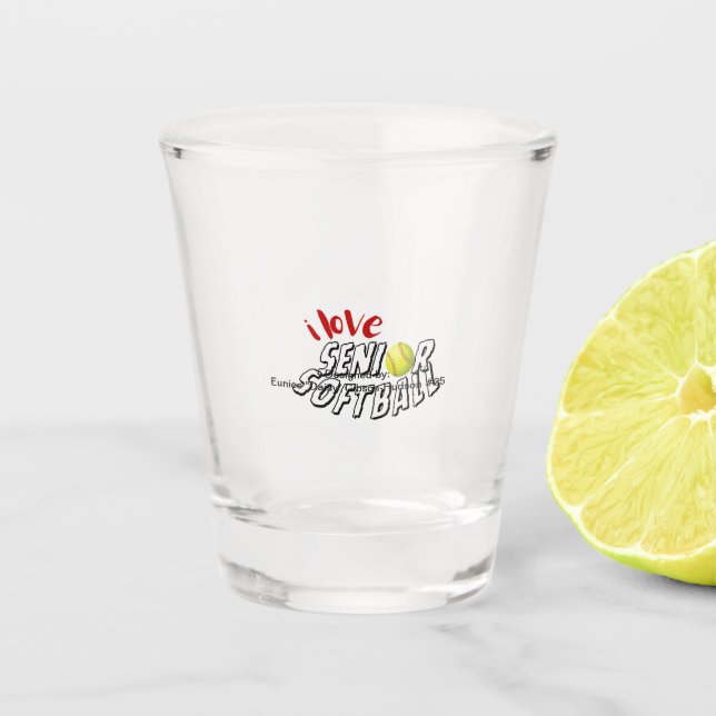 Verre A Shot J'adore le refroidisseur de bouteille de softball  (Devant)