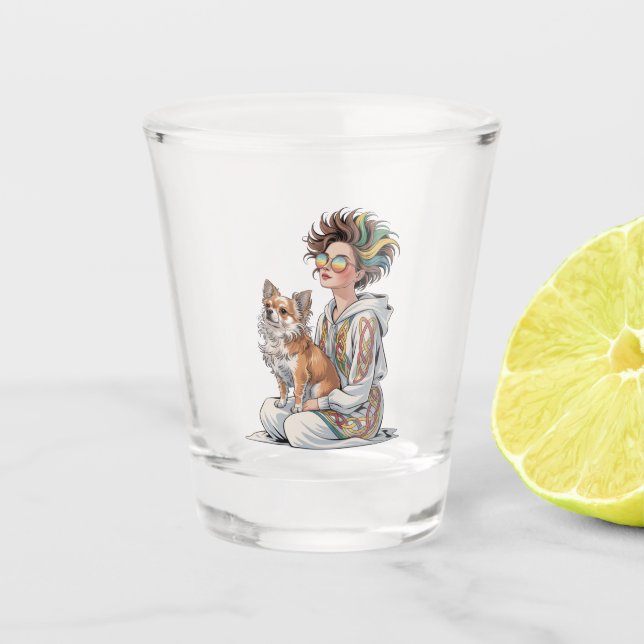 Verre A Shot j'adore mon chihuahua (Devant)