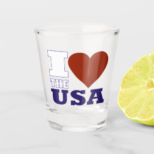 Verre A Shot J'Ai Coeur Les Etats-Unis : Rouge Blanc Et Bleu