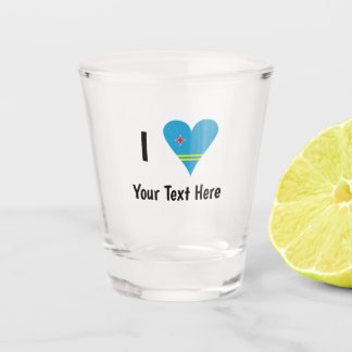 Verre A Shot J'aime (Drapeau cœur d'Aruba) Personnalisé