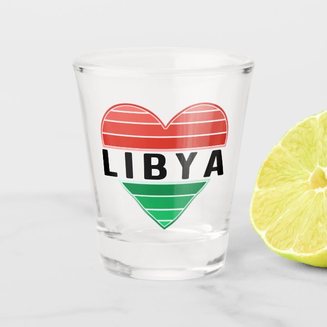 Verre A Shot J'aime la Libye, le coeur libyen (Devant)