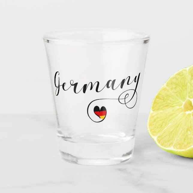 Verre A Shot J'Aime L'Allemagne, Coeur Allemand En Drapeau (Devant)