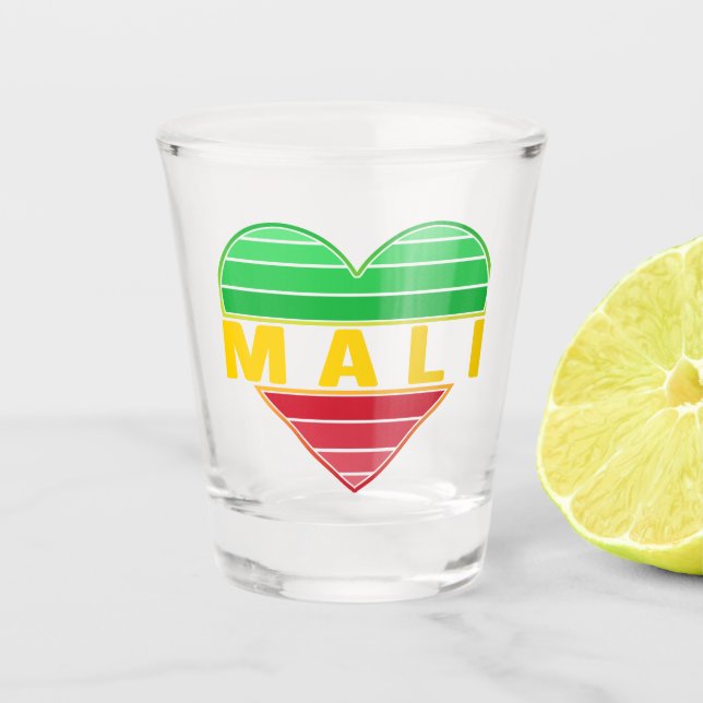Verre A Shot J'aime le Mali, coeur malien (Devant)