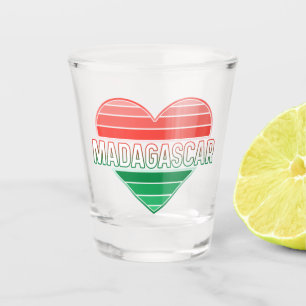 Verre A Shot J'aime Madagascar, coeur malgache
