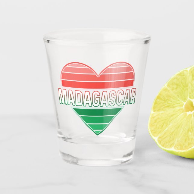 Verre A Shot J'aime Madagascar, coeur malgache (Devant)