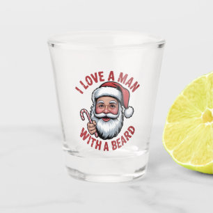 Verre A Shot J'aime un homme avec une barbe Père Noël barbu Noë