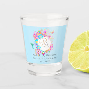 Verre A Shot Jardin de colibris Monogramme Bleu