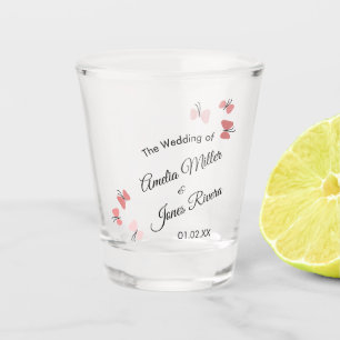 Verre A Shot Jardin Papillons Roses Mariage Romantique Simple