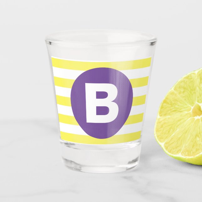 Verre A Shot Jaune Ensoleillé Rayé Monogramme Violet (Devant)
