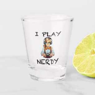 Verre A Shot Je joue à la fille de joueur de nerdy