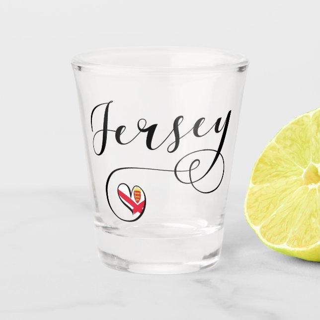 Verre A Shot Jersey Flag Heart, Îles Anglo-Normandes (Devant)