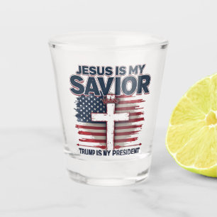 Verre A Shot Jésus est mon sauveur Trump est mon président drôl