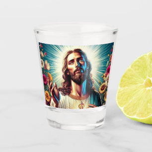 Verre A Shot Jésus, lunettes à fleurs !