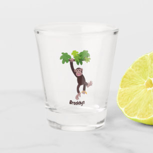 Verre A Shot Joli chimpanzé dans la jungle suspendu dessin anim