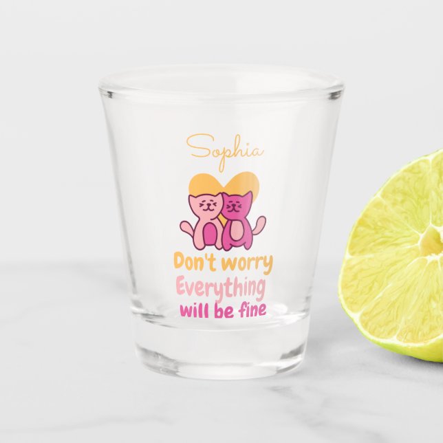Verre A Shot Joli couple de chats  (Devant)