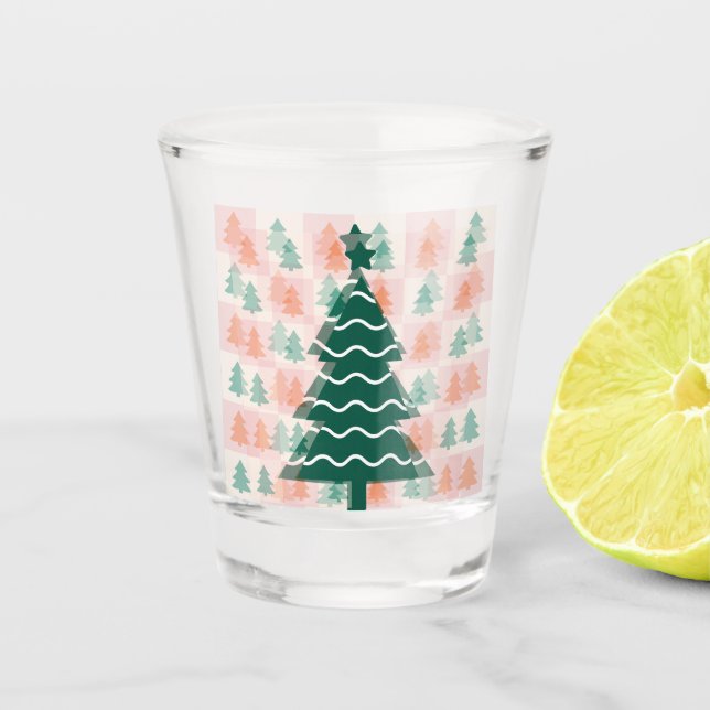 Verre A Shot  Joli design de Noël d'arbre de Noël.  (Devant)