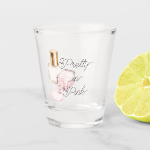 Verre A Shot Joli en rose Vernis à ongles blanc