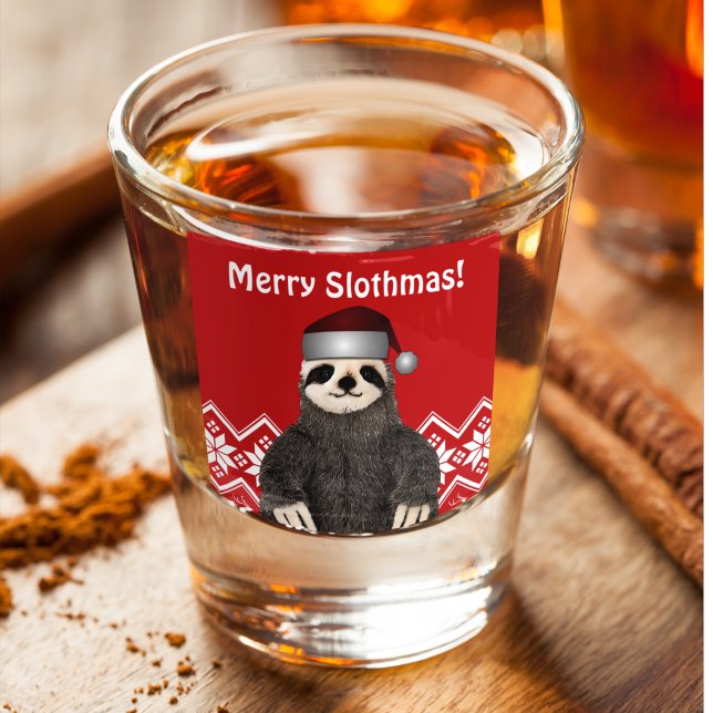 Verre A Shot Joli Joyeux Noël Sloth Santa Hat Festive (Merry Slothmas Cute Festive Sloth Themed Stocking Stuffers)