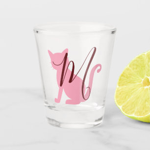 Verre A Shot Joli monogramme de chat rose
