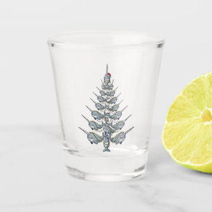 Verre A Shot Joli narval portant un chapeau de Père Noël avec f