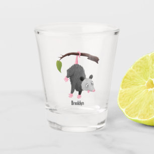 Verre A Shot Joli opossum accroché à la branche dessin animé