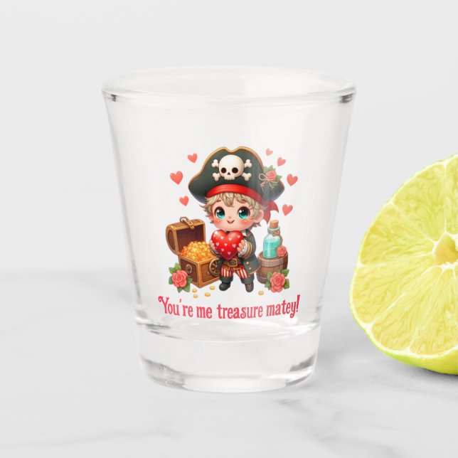 Verre A Shot Joli pirate de la Saint-Valentin (Devant)
