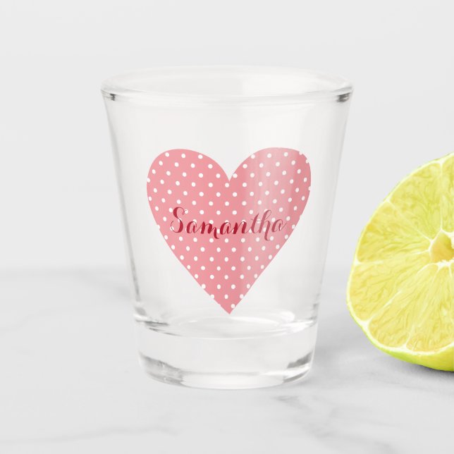 Verre A Shot Joli pois rose et blanc (Devant)