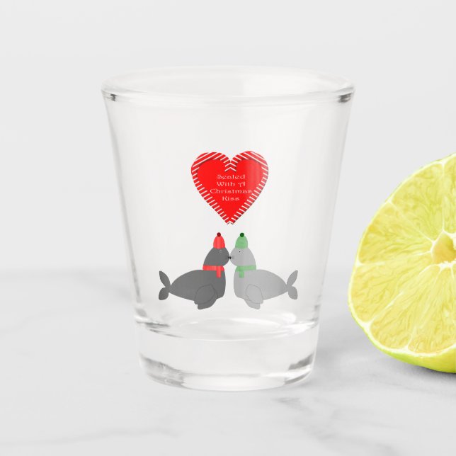 Verre A Shot Joli Seals de baiser de Noël (Devant)