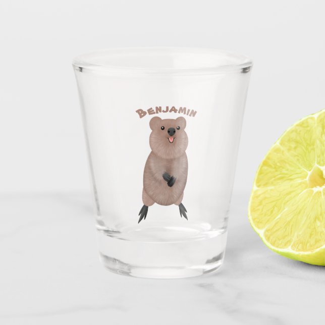 Verre A Shot Joli sourire mignon dessin animé quokka (Devant)