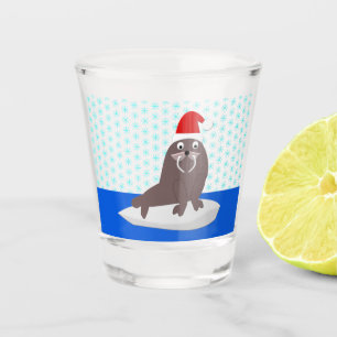 Verre A Shot Joli Walrus de Noël et Snowflakes