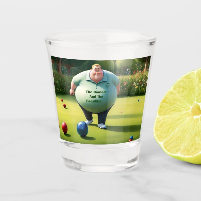 Verre A Shot Jolly Lawn Bowler Man, (Devant)