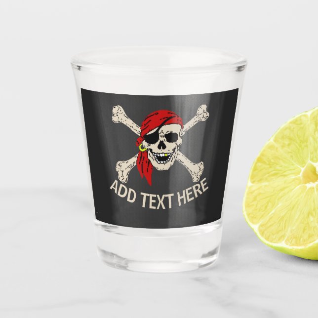 Verre A Shot Jolly roger Pirate Os crâne Rouge Bandanna (Devant)
