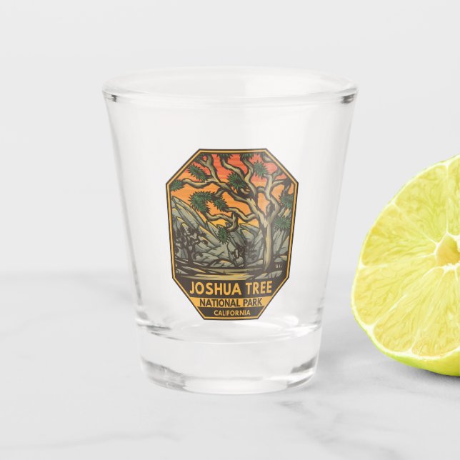 Verre A Shot Joshua Tree National Park Sunset Retro Emblem (Devant)