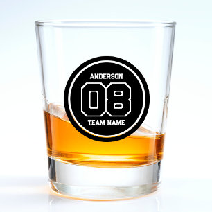 Verre A Shot Joueur Équipe Jersey Numéro Nom noir et blanc