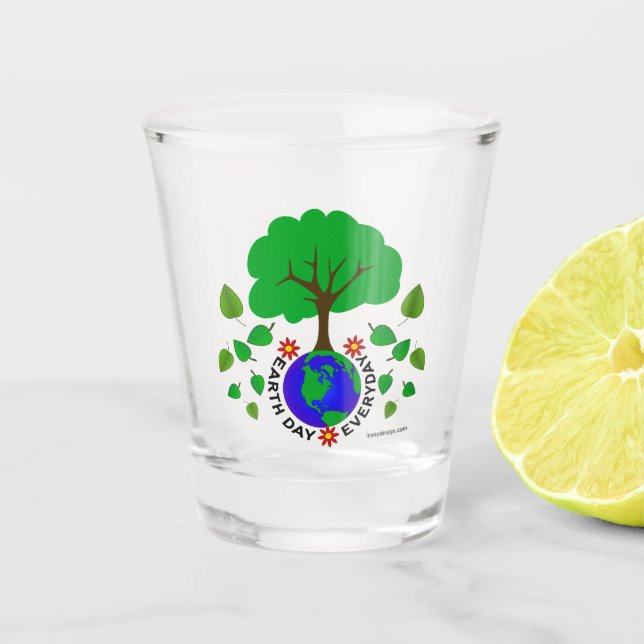 Verre A Shot Jour des terres Design quotidien (Devant)