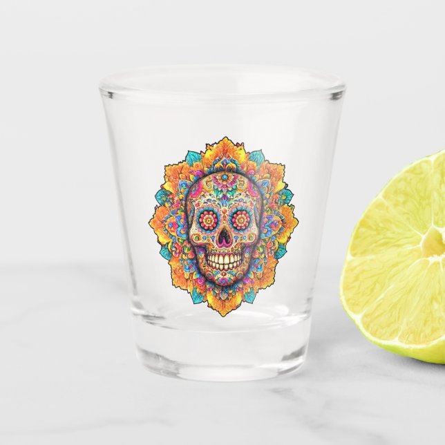 Verre A Shot Jour du crâne de sucre mort (Devant)