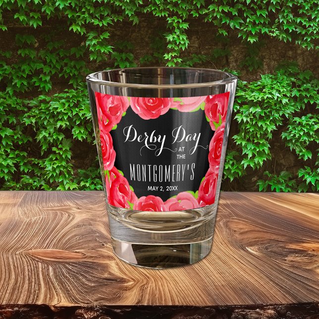 Verre A Shot Jour du Derby des Roses rouges (Red Roses Derby party shot glasses - great to serve at your party and/or give as party favors.)